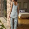 Yaprak Desenli Dantelli Hamile Lohusa 3'lü Pijama Takımı - Görsel 4