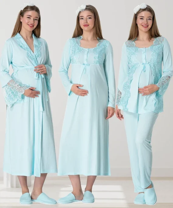 Lohusa Sabahlık Pijama Gecelik Takım