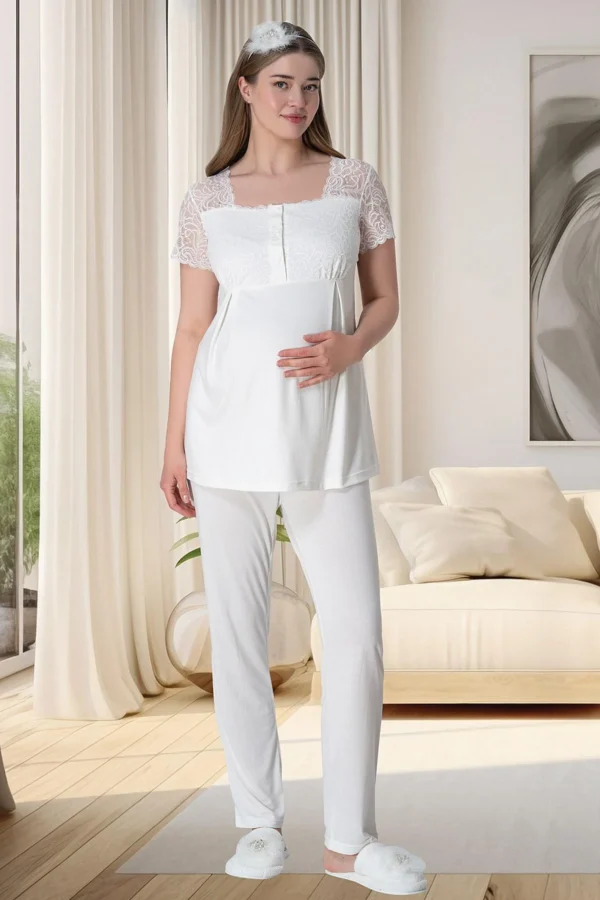 Dantelli Hamile Lohusa Pijama Takımı - Görsel 3