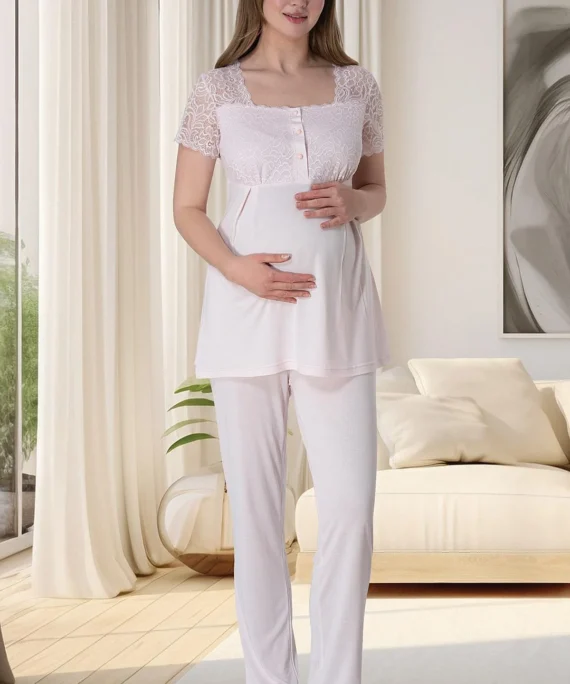 Dantelli Hamile Lohusa Pijama Takımı
