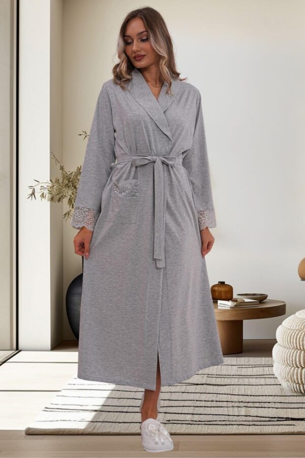Gri Hamile Lohusa Sabahlıklı Pijama Takımı - Görsel 5