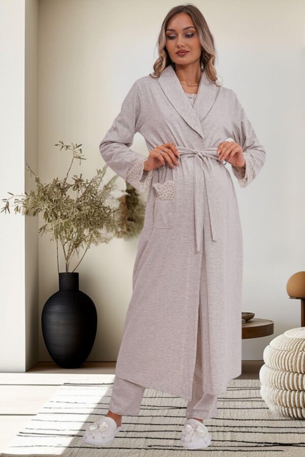 Vizon Hamile Lohusa Sabahlıklı Pijama Takımı - Görsel 5